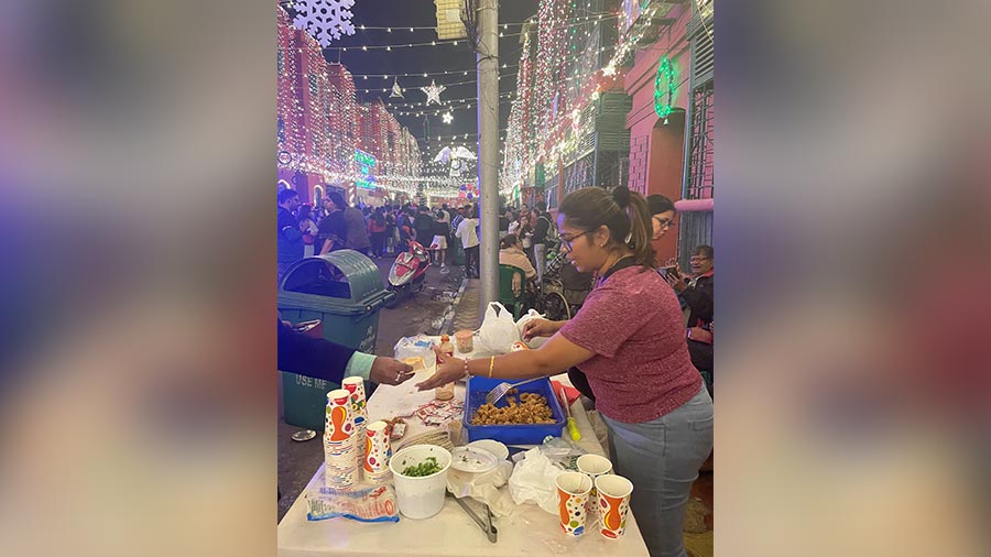 A kiosk selling goodies at Bow Barracks during Christmas 2022. 