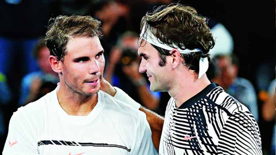 Nadal and Roger Federer following their monumental clash in the 2018 Australian Open final, which saw the Swiss come out on top