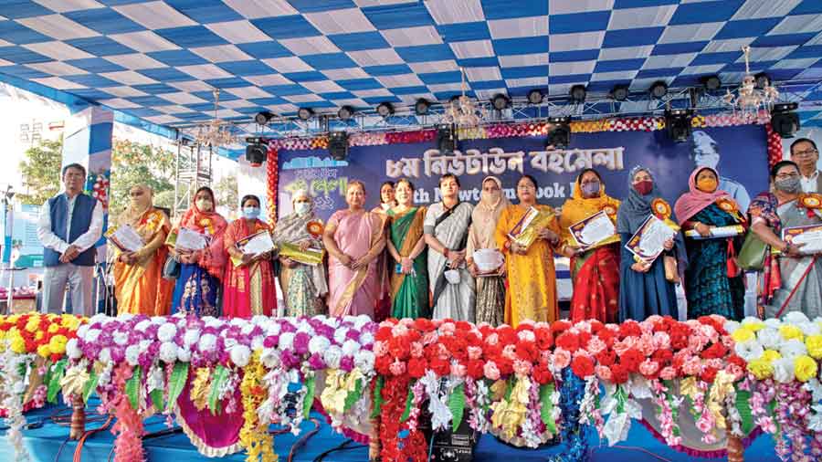 The women at the felicitation in New Town