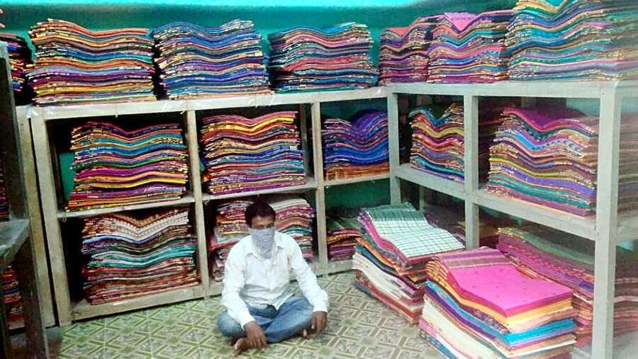A saree shop in Dhaniakhali
