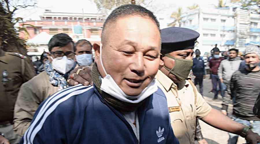 Passang Lama in front of the Alipurduar court on Monday. 
