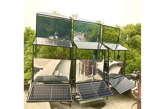 The high efficiency, shadow-less and auto rotating solar PV towers developed by IIT Delhi. 