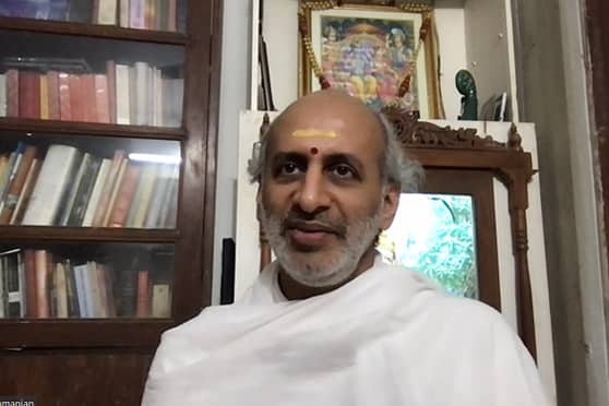 Sanskrit scholar and IIT Bombay professor K Ramasubramanian at the online lecture that is part of the IKS 2022 course by IIT Gandhinagar