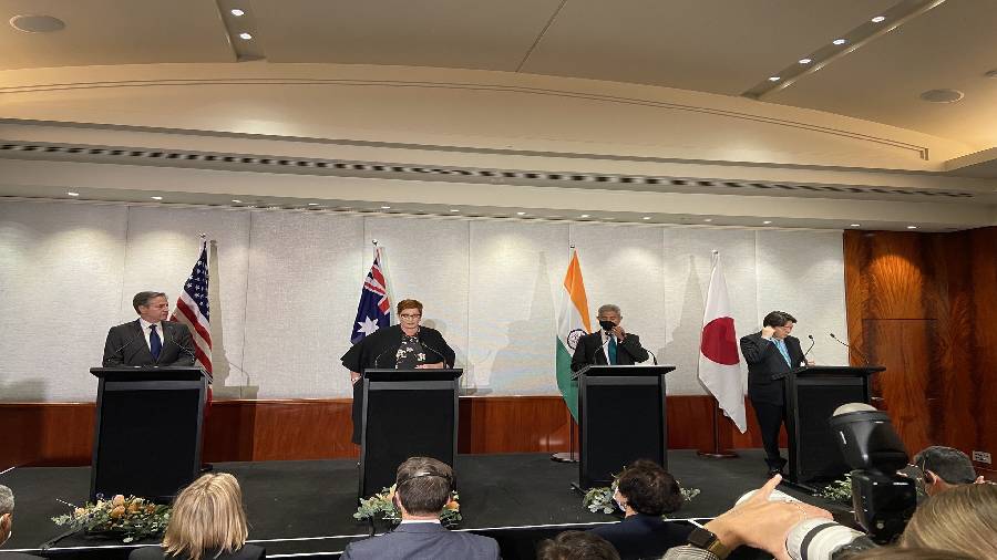 External Affairs Minister S Jaishankar, US Secretary of State Antony Blinken, Japanese Foreign Minister Yoshimasa Hayashi and Australia's Marise Payn held the talks in Melbourne.