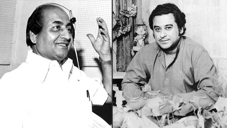 ‘Back then, Kolkata was extremely rich in live music… I have seen many legendary performers like Carlton Kitto, Mohammad Rafi (L), Kishore Kumar (R) and Lata Mangeshkar here,’ said Acharya