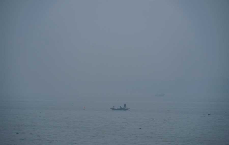 A misty Hooghly as seen from Belur Math on Friday morning