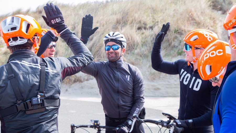 Singh on a cycling trip through Europe