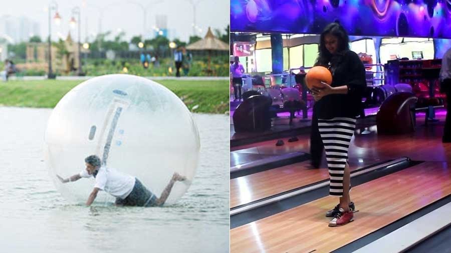 Zorbing at Eco Park and bowling at Nicco Park