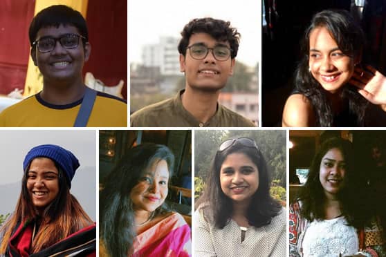(L-R, clockwise) Arka Roy, Rishiraj Das, Ruchi Bhattar, Sneha Bose, Shreyoshi Mukhopadhyay, Samprita Das and Olivia Banerjee