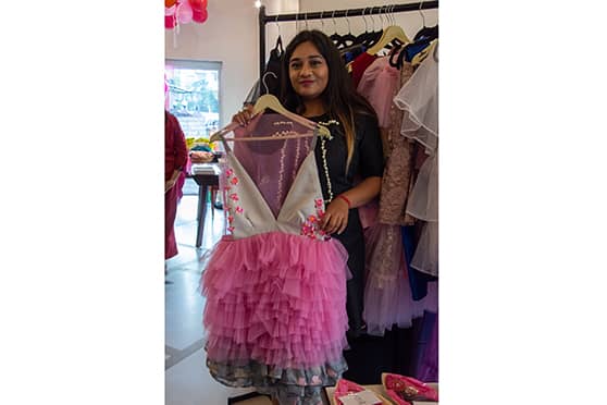 Shweta Chaklader, a 2019 postgraduate in Fashion and Textiles from De Montfort University, Leicester, United Kingdom, displays her self-designed clothes from her slow-fashion brand The House of Sphinx.  Find her on Instagram: @sphinx_by_shweta _chaklader