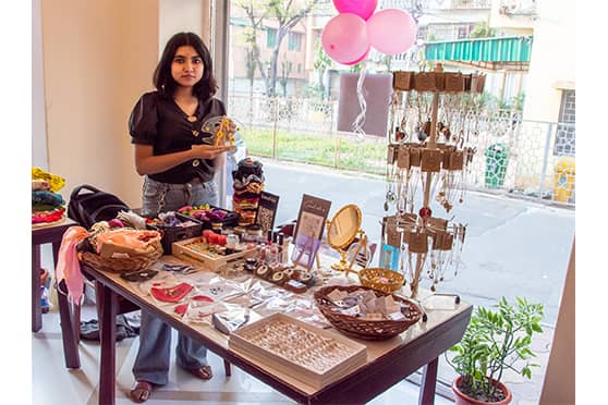 Aneesa Parvin, a second-year BCom student of St. Xavier’s College, sells  resin art, lip balms, scrunchies under the brands Hayaal and Good2glow.