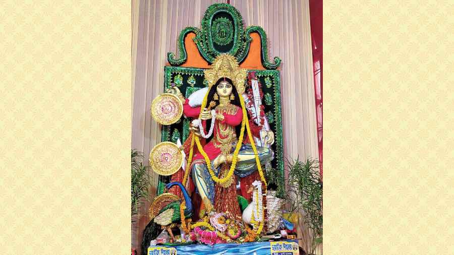 The Saraswati idol with third eye and flute in IC Block