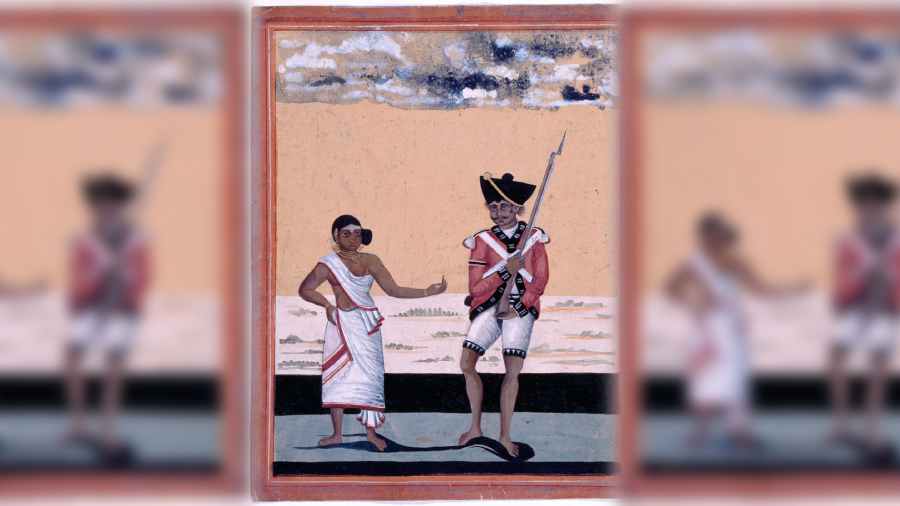 GOOD COMPANY: An 1810 watercolour of a sepoy of the Madras Native Infantry and his wife