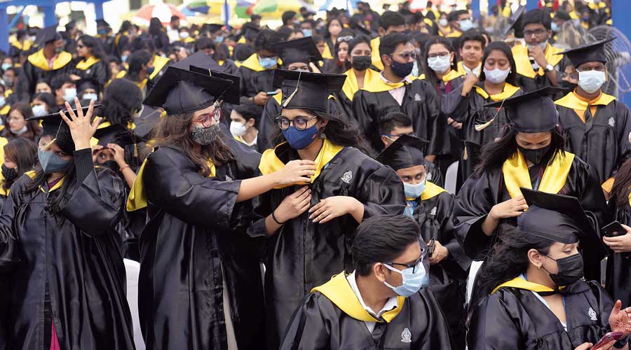 Students at the convocation ceremony on Saturday. 