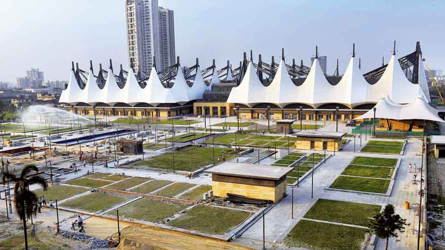 Milan Mela, off EM Bypass, being prepared for the sixth edition of the Bengal Global Business Summit, scheduled for April. 