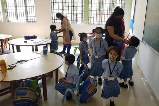 Teachers helped children stay safe by wearing masks and sanitising their hands. “Keeping COVID in mind, we asked parents to send sanitisers and an extra mask with their children,” said D’Souza.