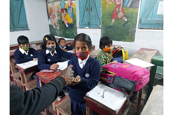 Students were asked to sanitise their hands before break time. The teachers also encouraged them to frequently use sanitisers.