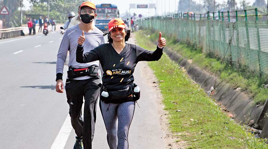 Gita Balakrishnan after starting her journey on February 13