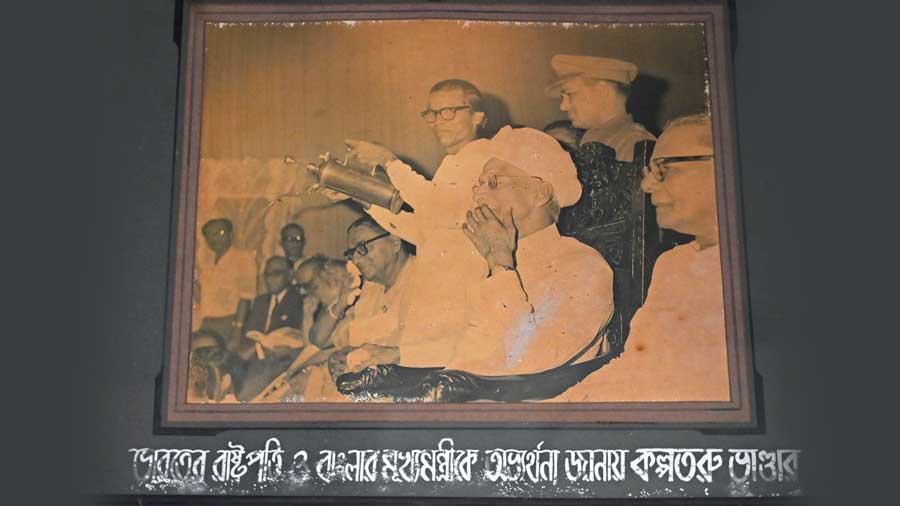 A photograph of former President Sarvepalli Radhakrishnan, on the walls of Kalpataru Bhandar