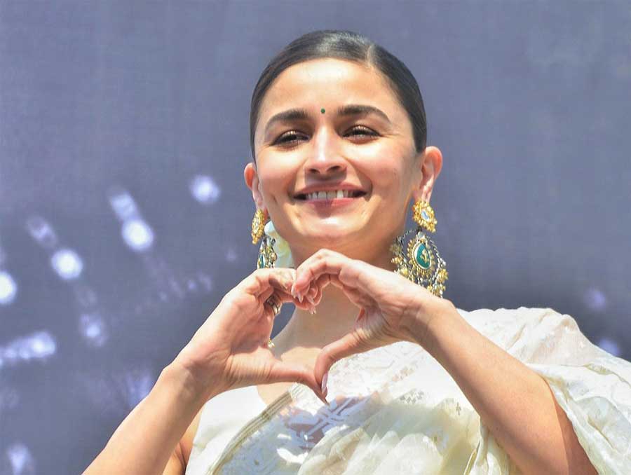 Actor Alia Bhatt at the launch of the song ‘Meri Jaan’ from her upcoming movie ‘Gangubai Kathiawadi’ at Priya Cinema on Monday