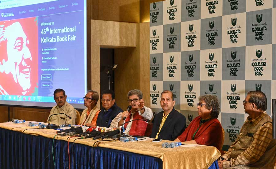 Publishers & Booksellers Guild members announce the names of the different collaborators of the 45th International Kolkata Book Fair 2022 on Tuesday. The fair will be held at the Salt Lake Central Park from February 28 to March 13 