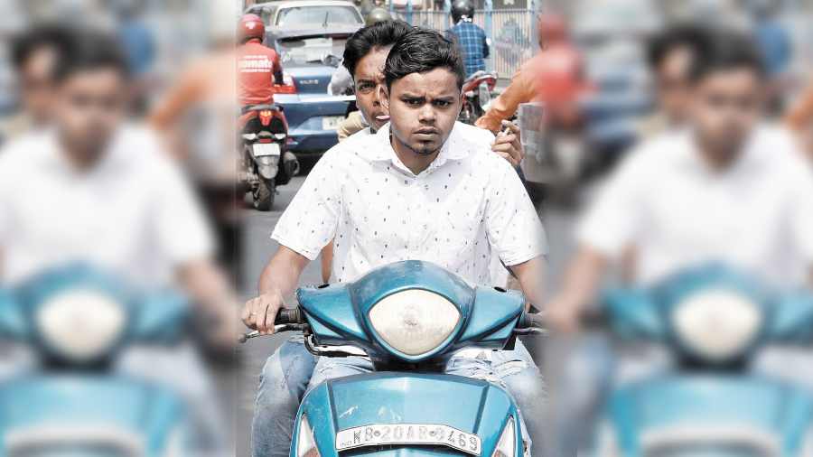Driving a two-wheeler through a busy Syed Amir Ali Avenue, the man was without a mask. “How would a mask help,” he asked.