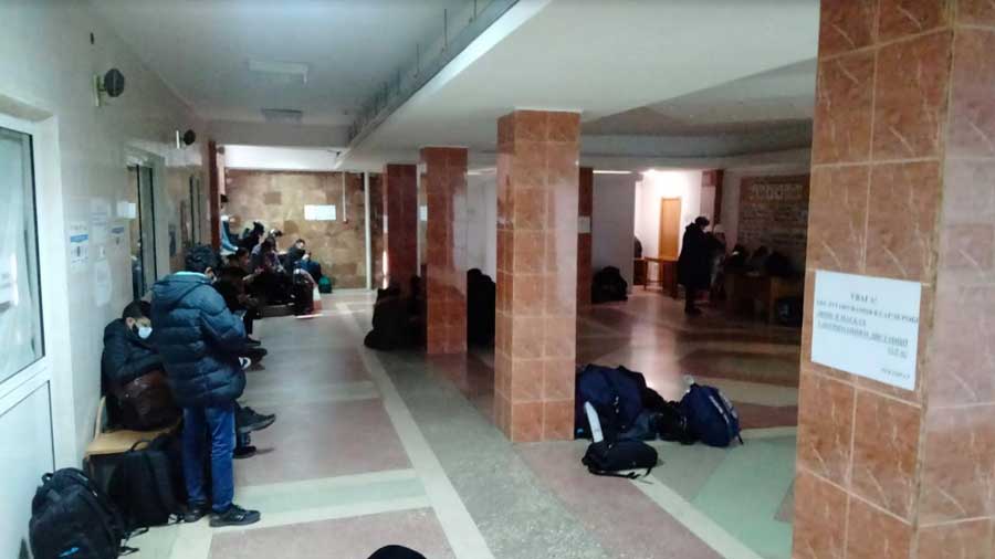 A bomb shelter at the Vinnytsia National Medical University