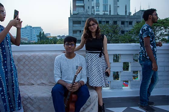 Acoustic duo Kankana Manna and Henry Gomes before their gig at the Open Mic. While Kankana is a Class XII student of St Jude’s High School, Madhyamgram, Henry is a third-year BCom student of THK Jain College. 