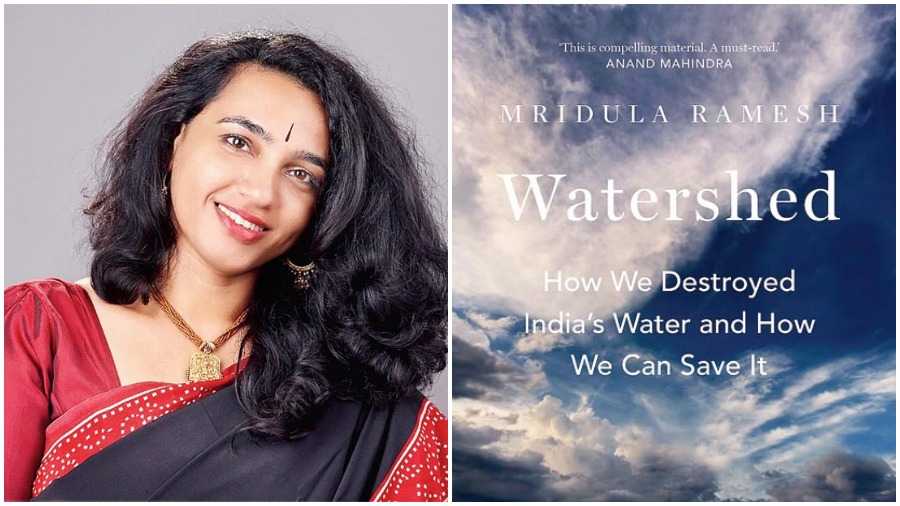 (L-R) Mridula Ramesh, her book on water crisis