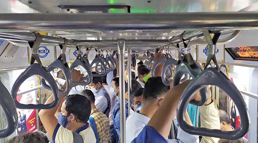 Metro Railway coaches also ran almost jam-packed in the peak hours.