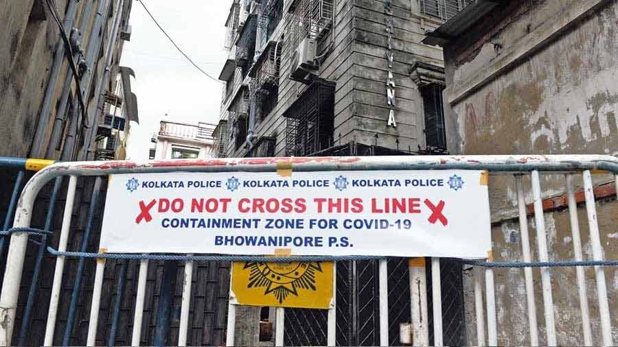 A containment zone in Bhowanipore