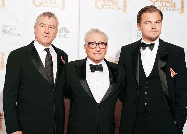 (L-R) Robert De Niro, Martin Scorsese and Leonardo DiCaprio
