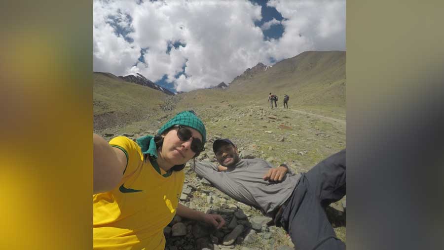 Biswas’s first trekking experience was Stok Kangri, which he completed with friend and mentor Malline Vinne