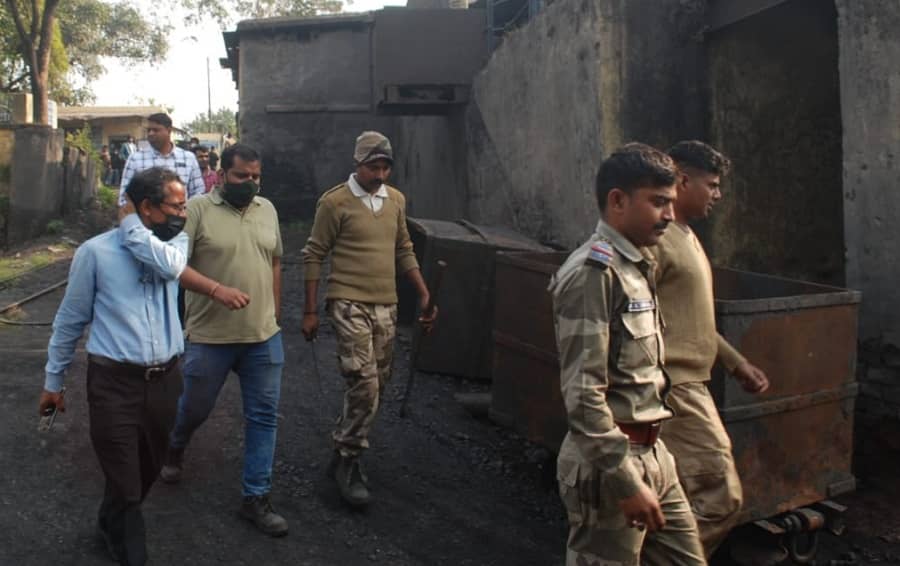 CISF jawans come out of the BCCL mine in Jharia
