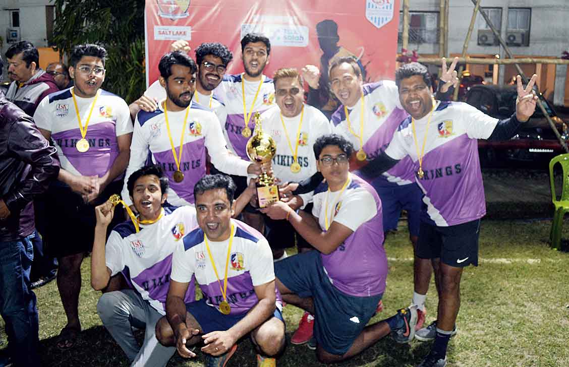 Crowing Glory: The Vikings lift the trophy as champions of the Seniors group in the sixth edition of Uniworld Football.