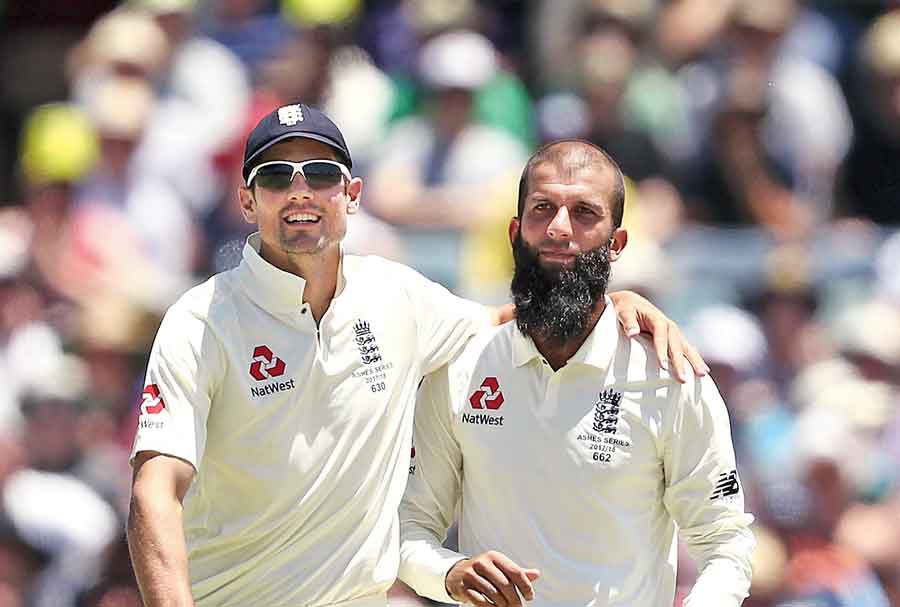 Alastair Cook and Moeen Ali in Perth in 2017.