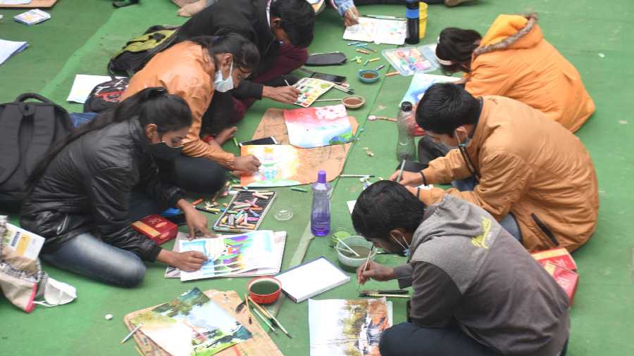 The national art camp-cum-workshop in progress.