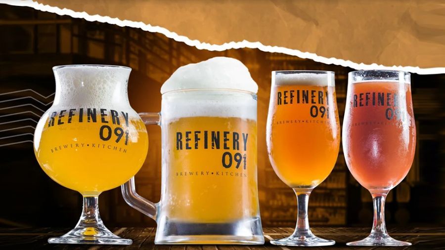 Refinery091’s brews lined up — Meuse, Helles, Bamberg and Rosado