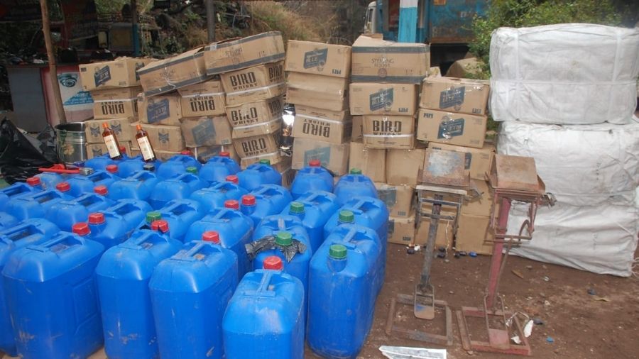 Liquor bottles seized