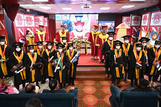 Students at the first convocation ceremony of Netaji Subhas University in Jamshedpur. 