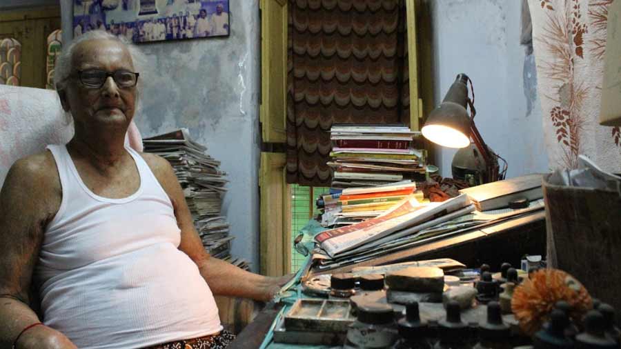 Debnath at his study table, the place where most of his memorable characters were born