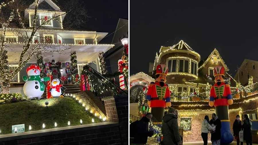 Homes in Dyker Heights lit up during Christmas