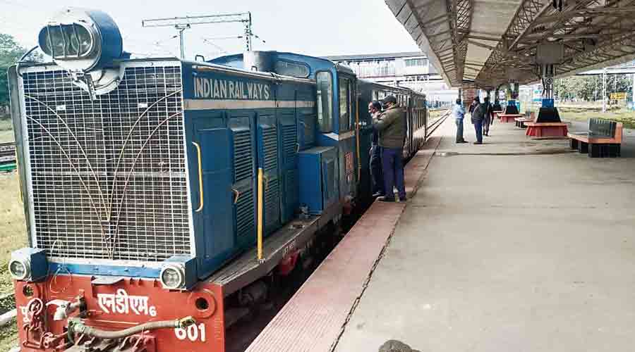 A DHR toy train at New Jalpaiguri station on Friday. 