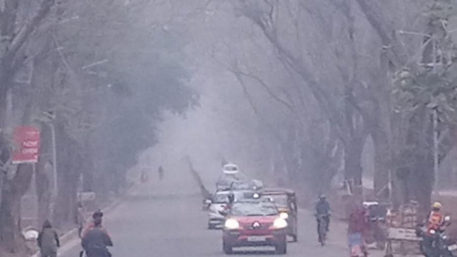 Dense fog cover in Jamshedpur on Saturday.