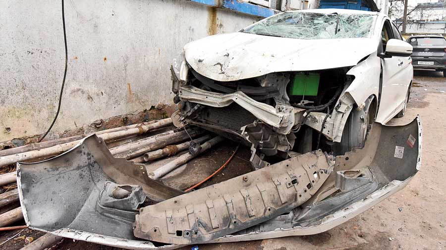 The mangled Honda City.