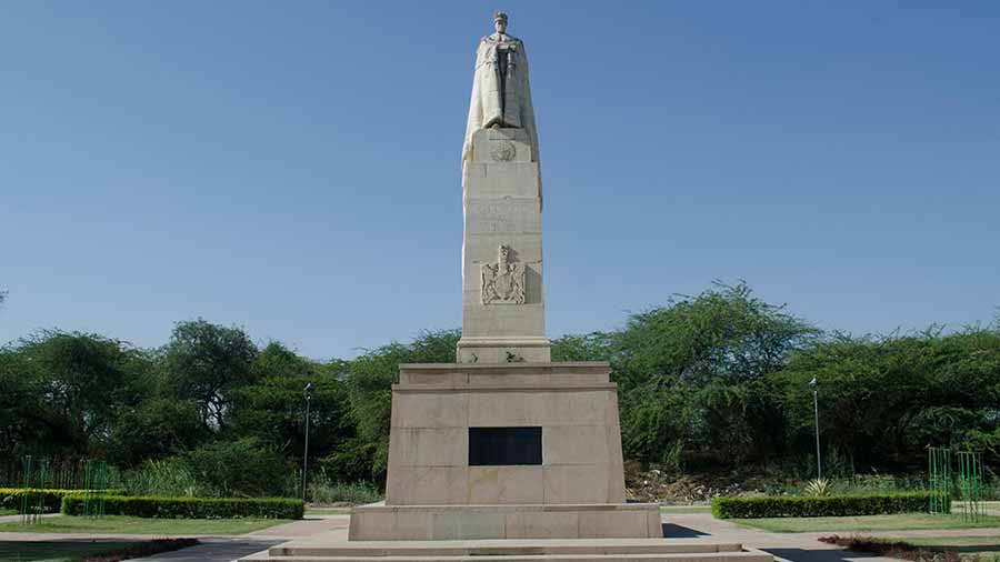 The marble statue of King George V, that once occupied the canopy behind India Gate, in Coronation Park