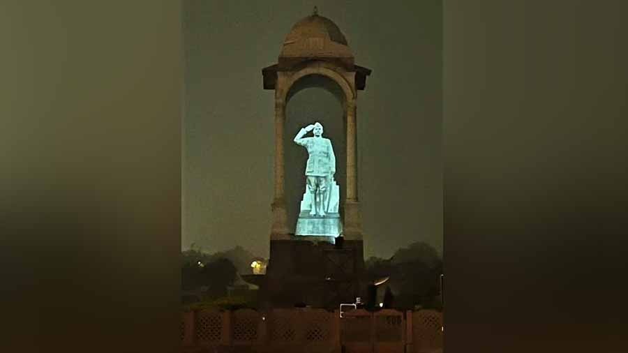 The hologram of Netaji will be replaced with a solid granite statue in a few months