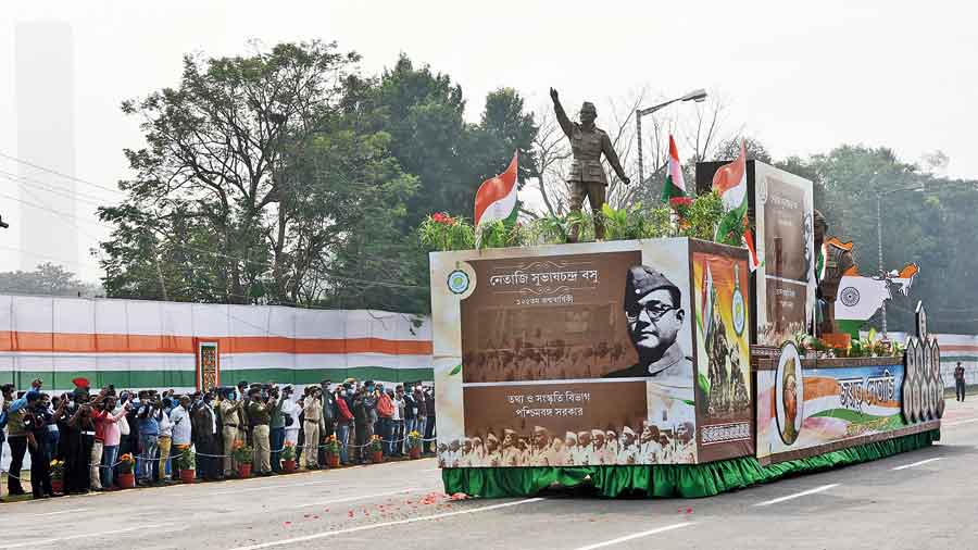 A 52ft-long tableau of Netaji Subhas Chandra Bose, modelled on the lines of the one that has been rejected by the Centre, was the main draw of the parade