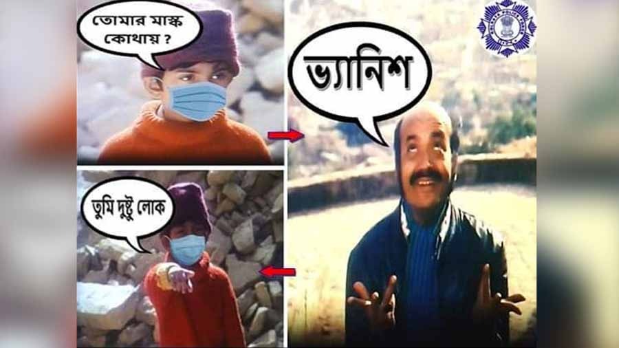 A Sonar Kella-inspired recent social media post by Kolkata police reminding people to wear masks
