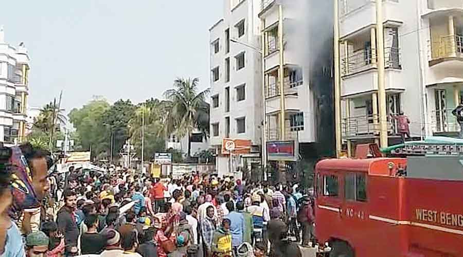 A fire engine outside the Victoria Hotel at New Digha on Thursday.